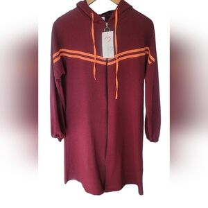 Long zipped Hooded sweater - New with tags, size 38, or US Size 4.